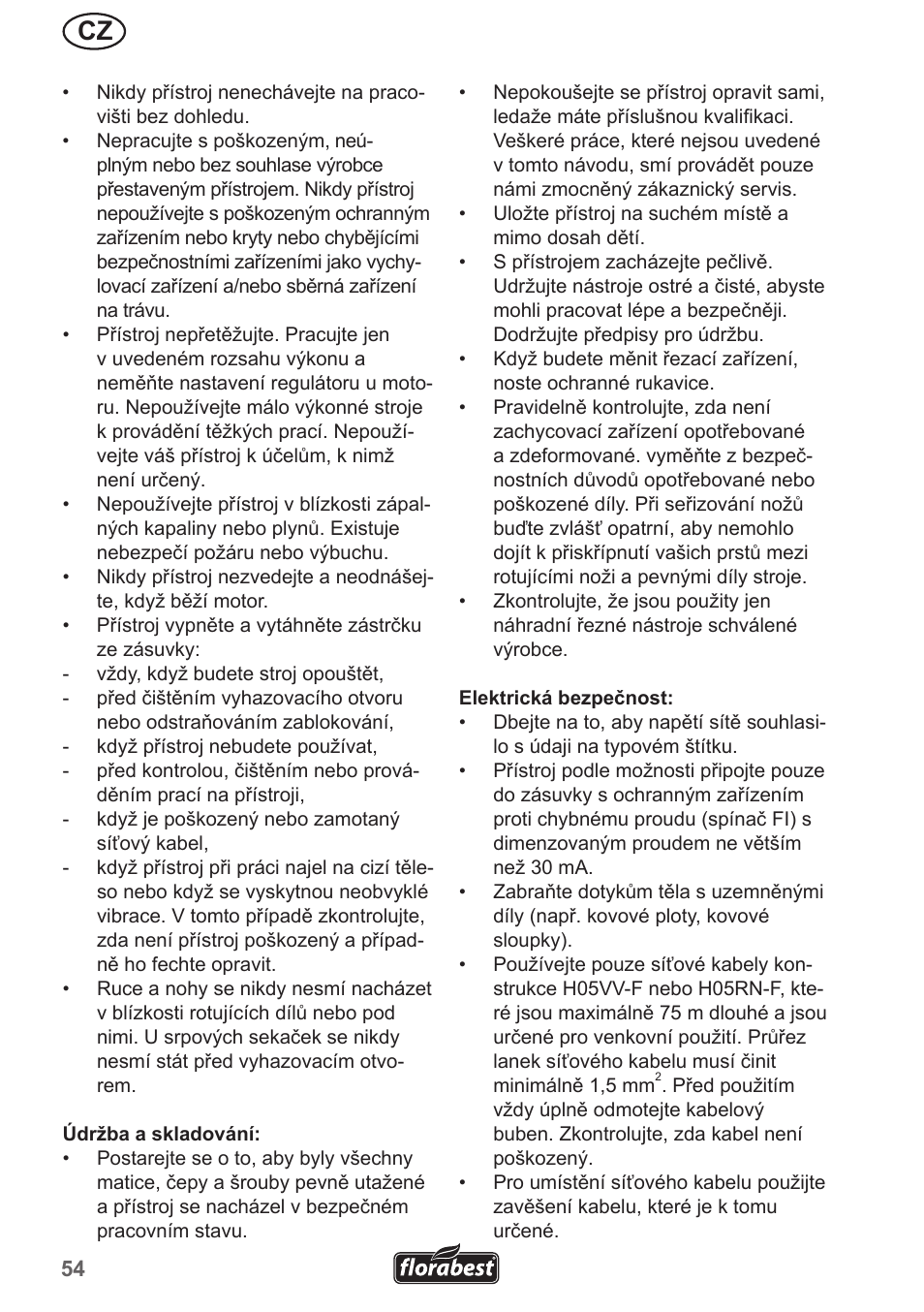 Florabest FRM 1200 A5 User Manual | Page 54 / 90