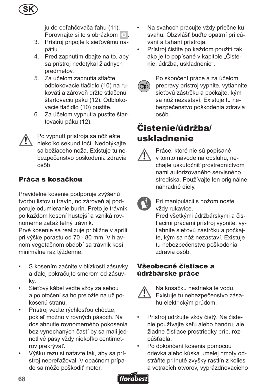 Čistenie/údržba/ uskladnenie | Florabest FRM 1200 A5 User Manual | Page 68 / 90