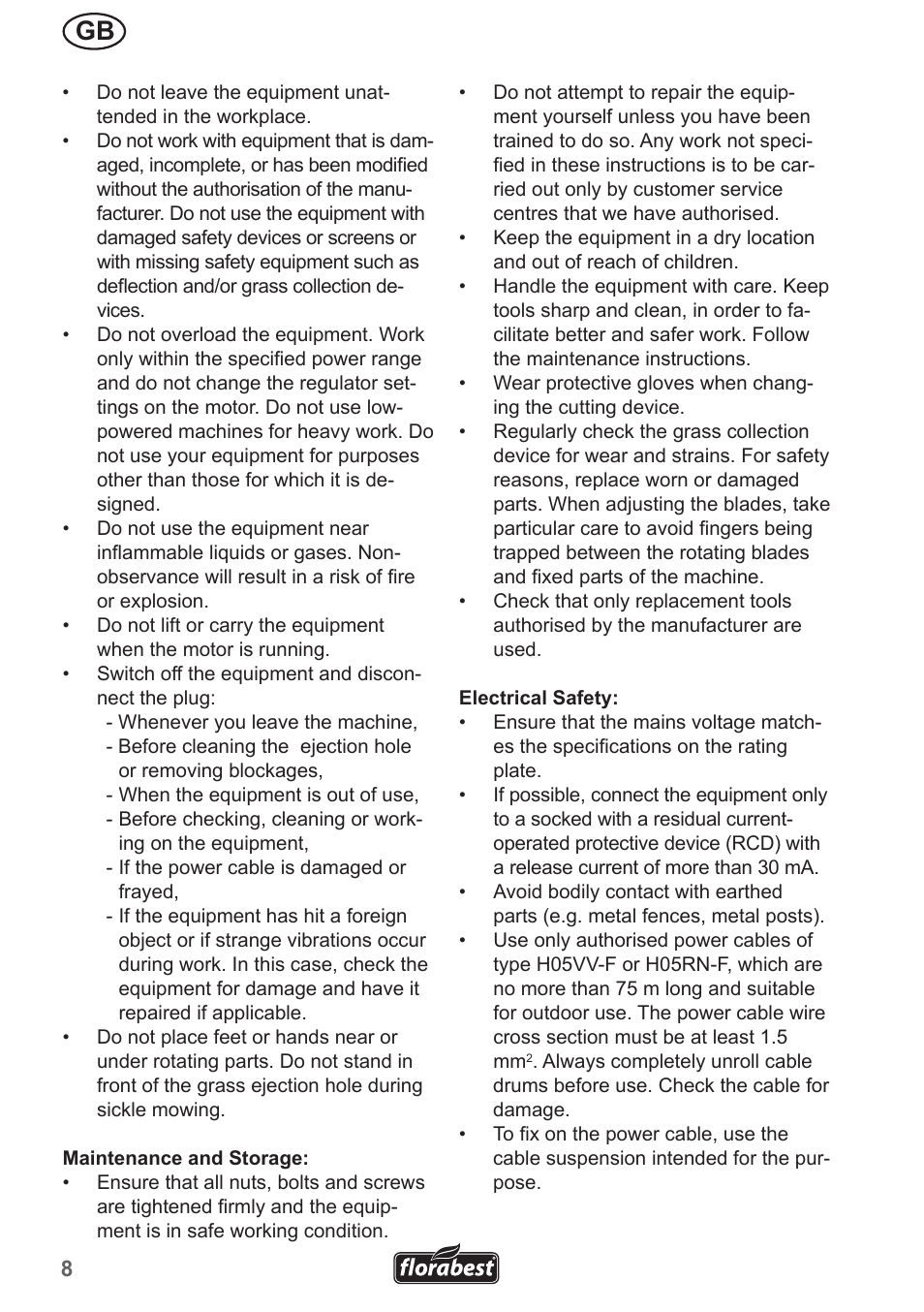 Florabest FRM 1200 A5 User Manual | Page 8 / 90