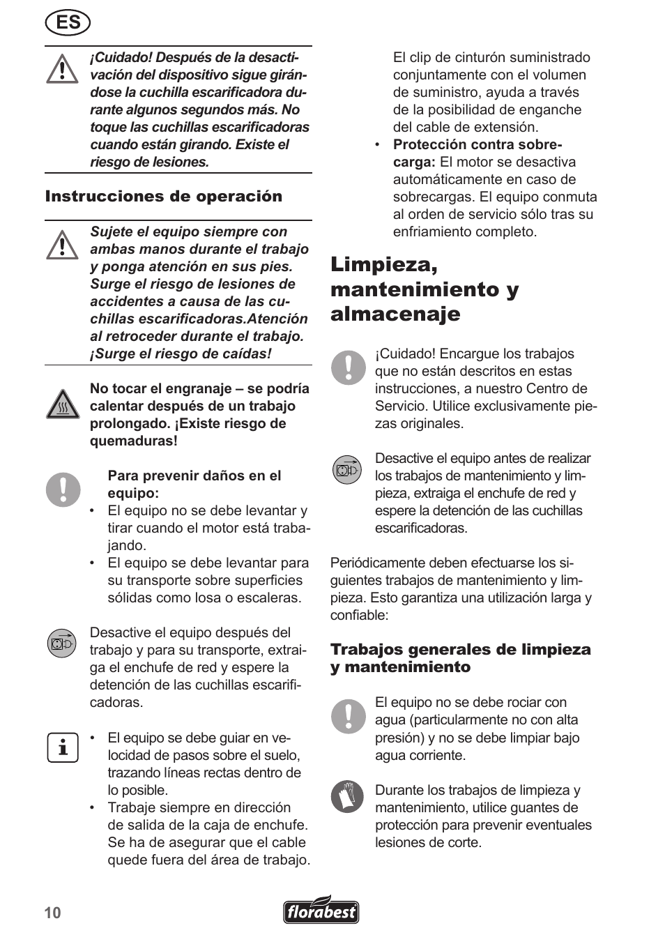 Limpieza, mantenimiento y almacenaje | Florabest FGH 710 A1 User Manual | Page 10 / 58