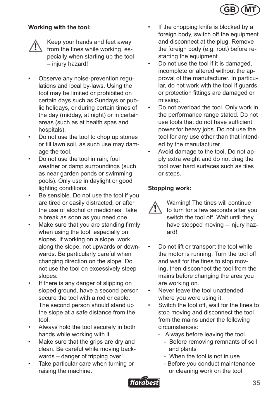 Mt gb | Florabest FGH 710 A1 User Manual | Page 35 / 58