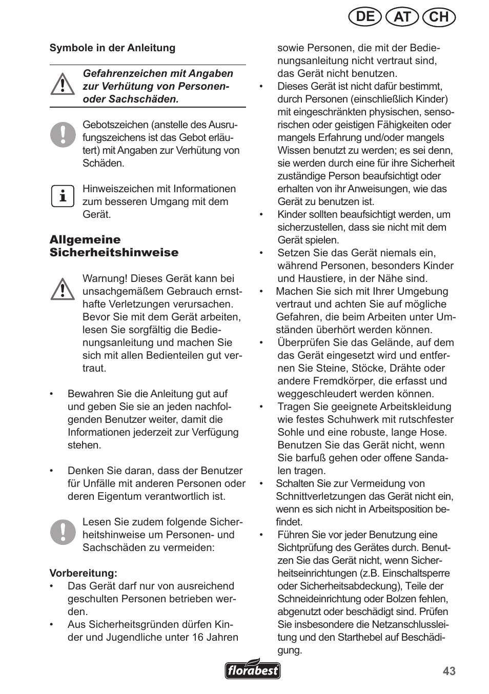 Ch at de | Florabest FGH 710 A1 User Manual | Page 43 / 58