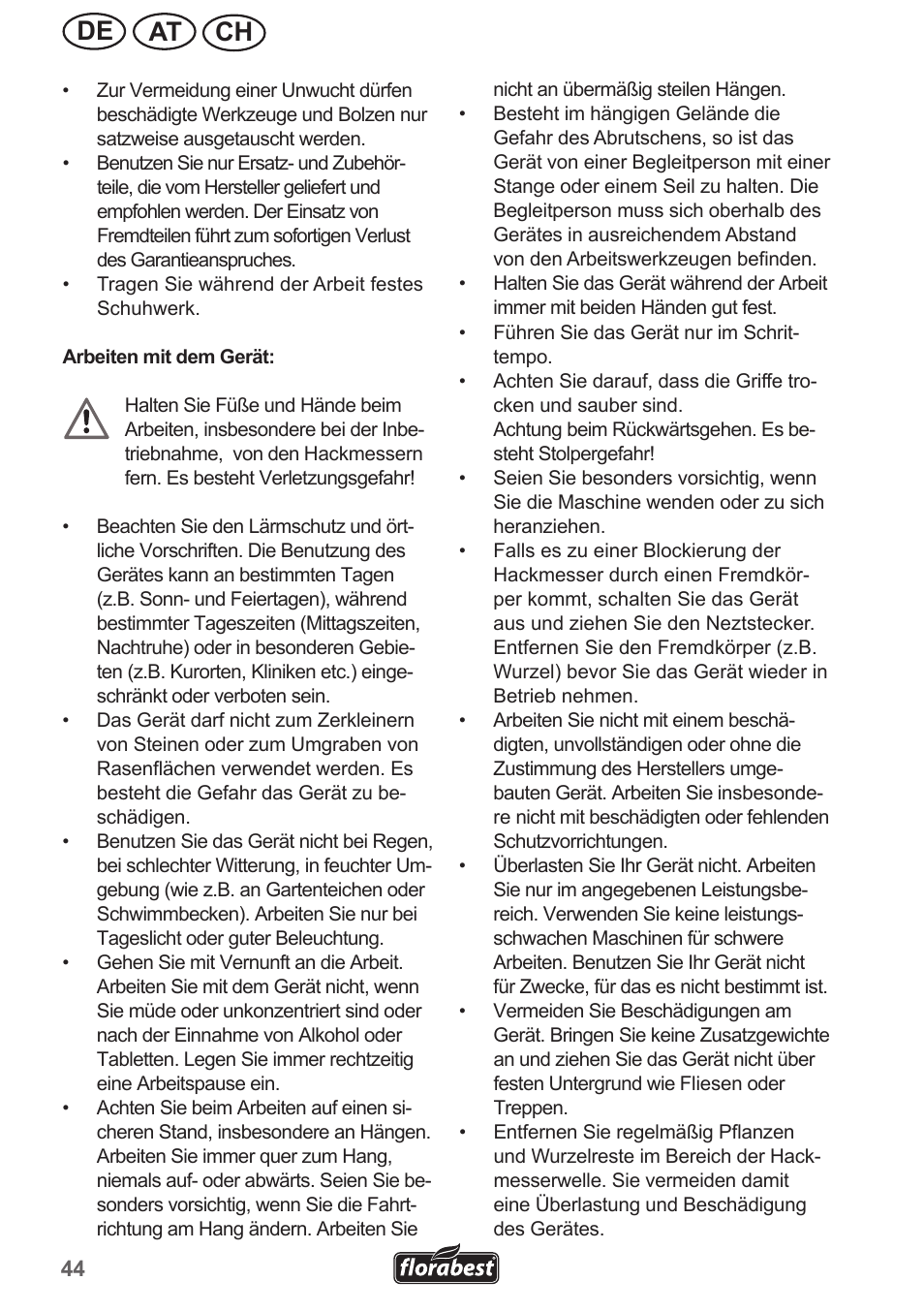 Ch at de | Florabest FGH 710 A1 User Manual | Page 44 / 58