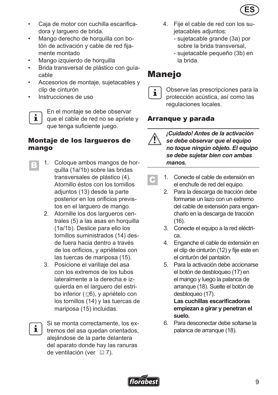 Manejo | Florabest FGH 710 A1 User Manual | Page 9 / 58