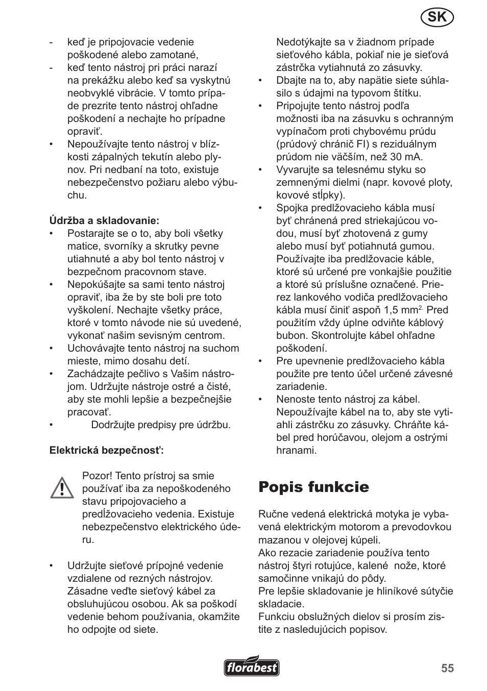 Popis funkcie | Florabest FGH 710 A1 User Manual | Page 55 / 86