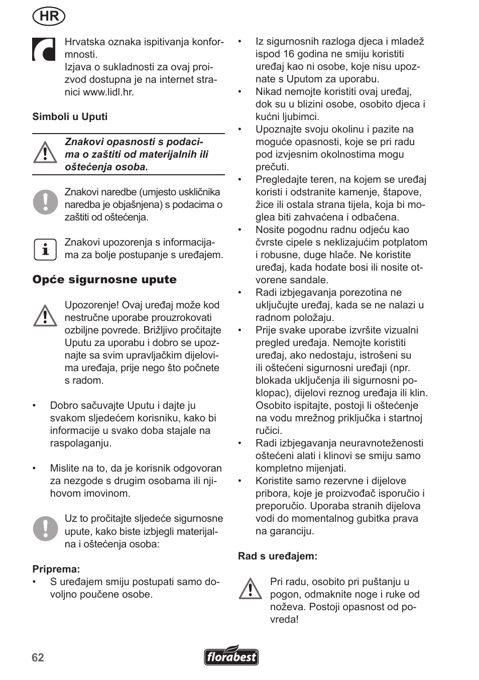 Florabest FGH 710 A1 User Manual | Page 62 / 86