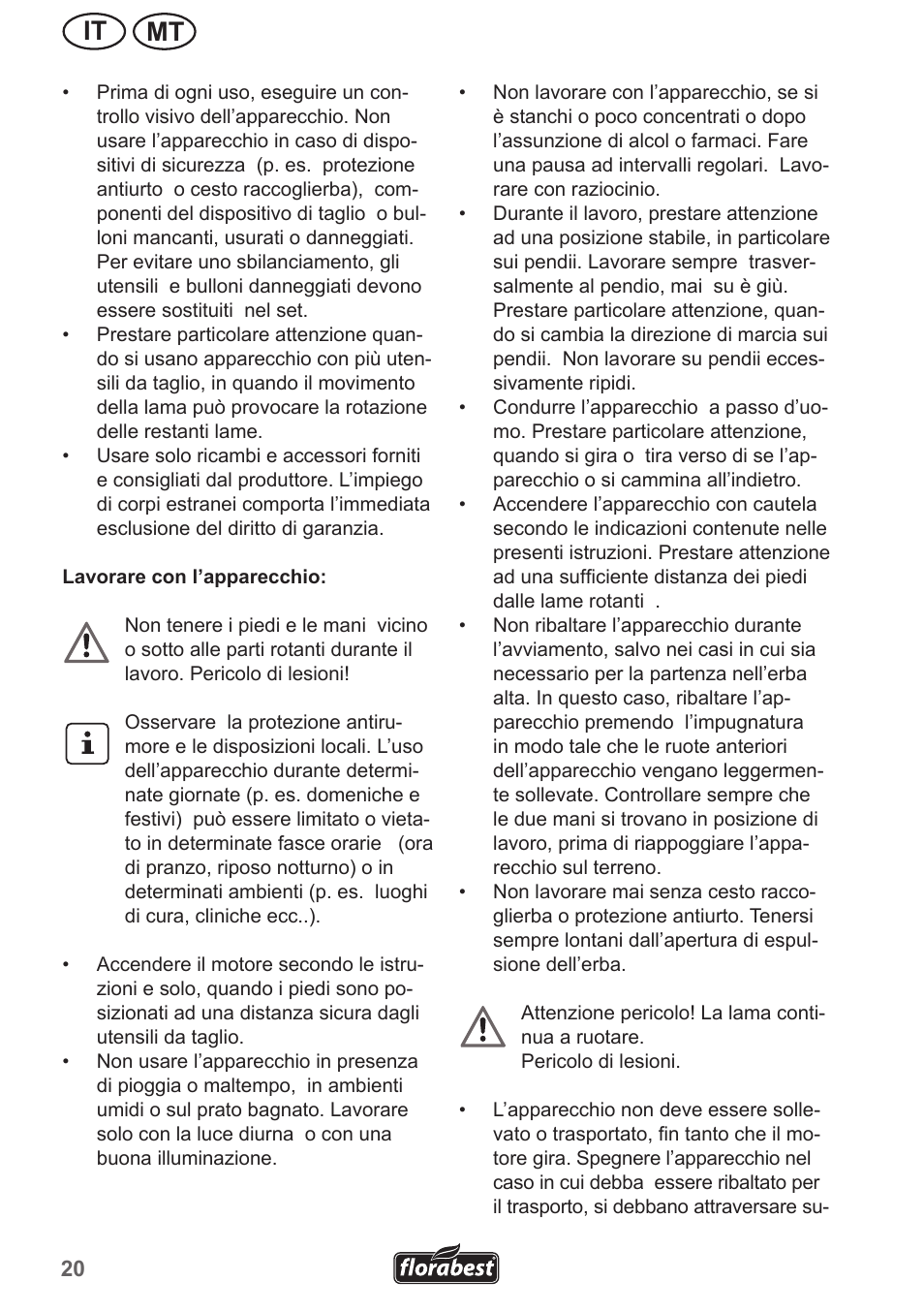 Mt it | Florabest FRM 1800 A1 User Manual | Page 20 / 66