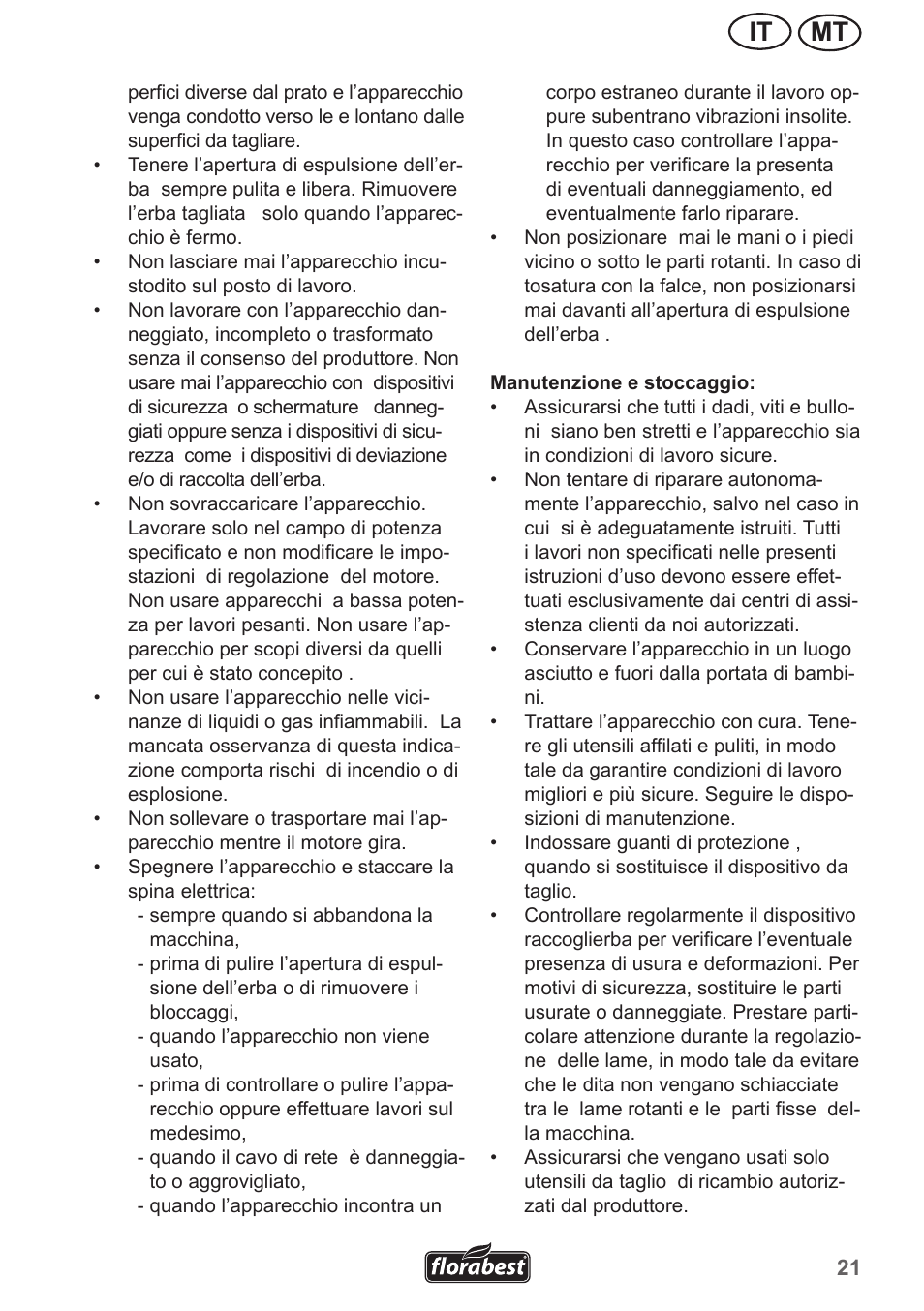 Mt it | Florabest FRM 1800 A1 User Manual | Page 21 / 66