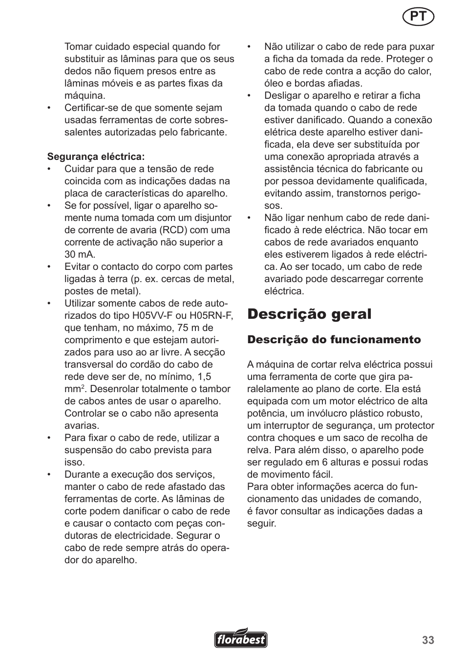 Descrição geral | Florabest FRM 1800 A1 User Manual | Page 33 / 66