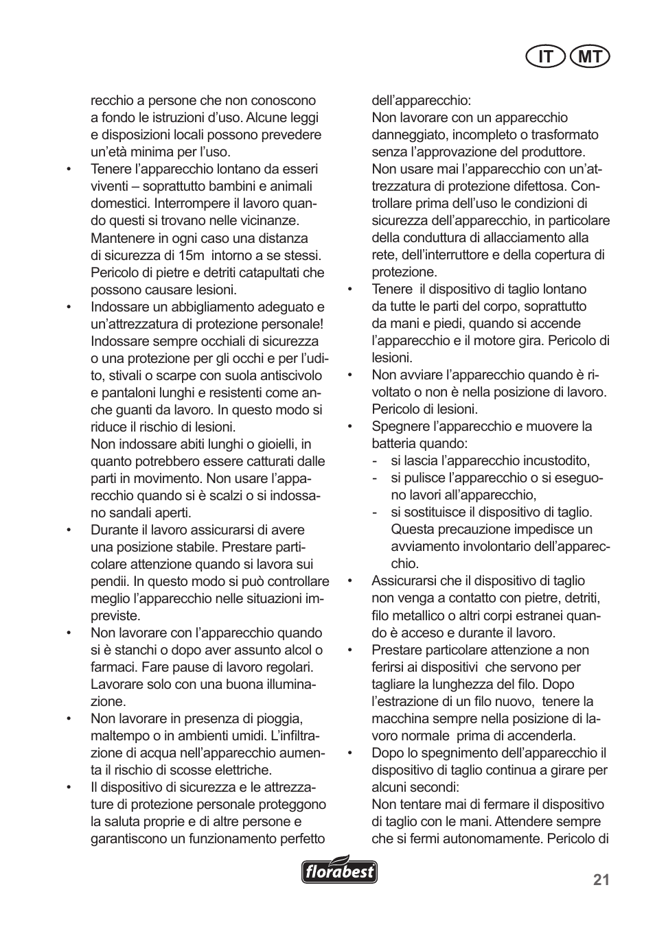 It mt | Florabest FRT 18 A1 User Manual | Page 21 / 78