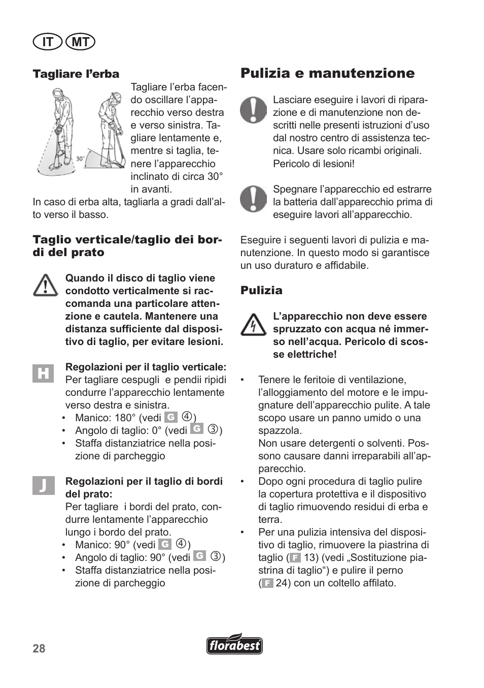 Pulizia e manutenzione, It mt | Florabest FRT 18 A1 User Manual | Page 28 / 78