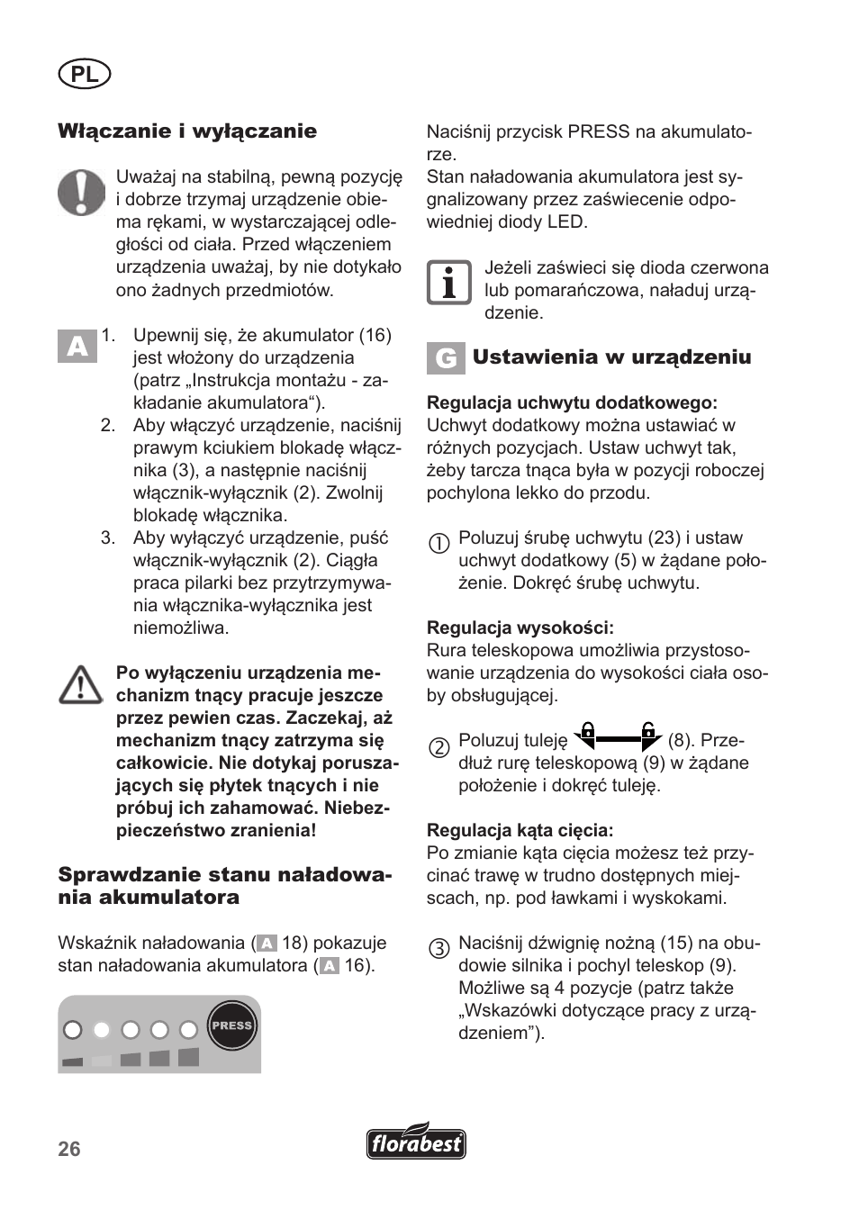 Florabest FRT 18 A1 User Manual | Page 26 / 106