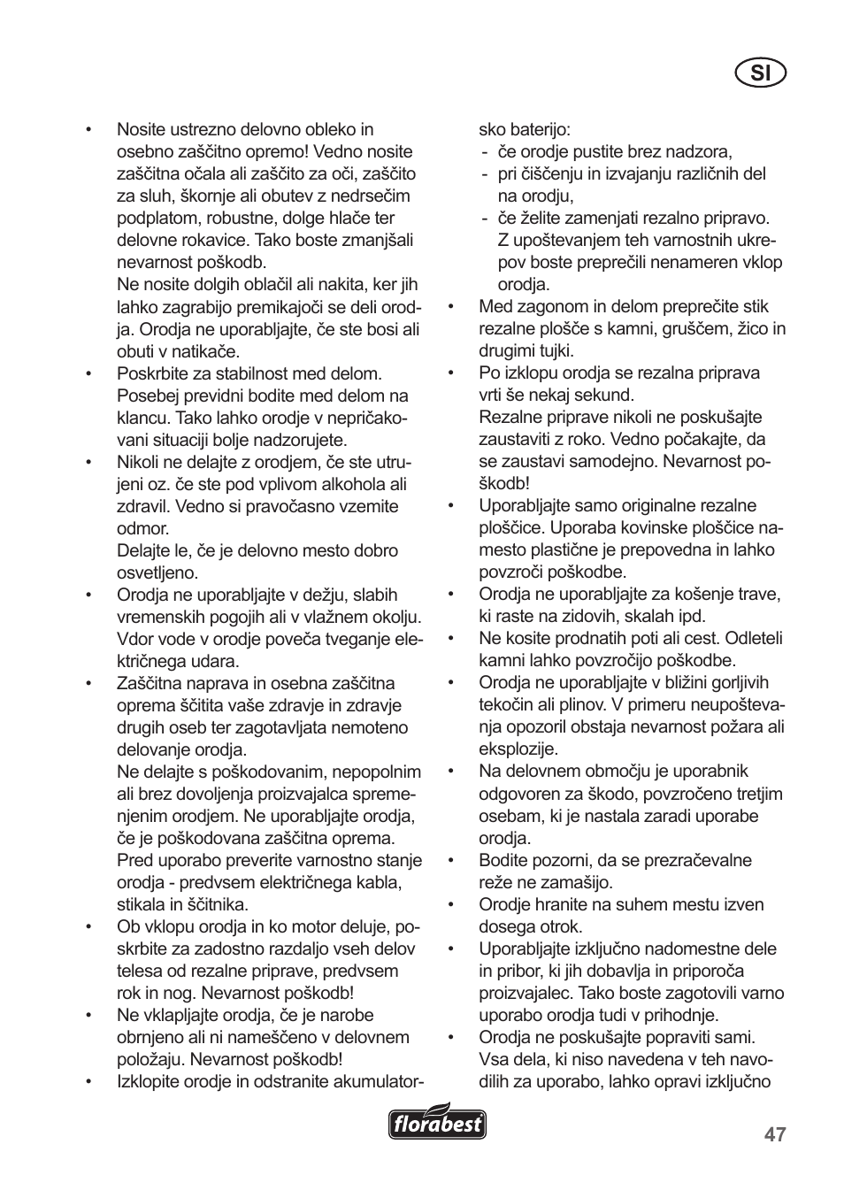 Florabest FRT 18 A1 User Manual | Page 47 / 106