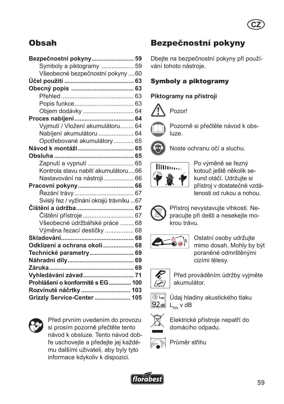 Florabest FRT 18 A1 User Manual | Page 59 / 106