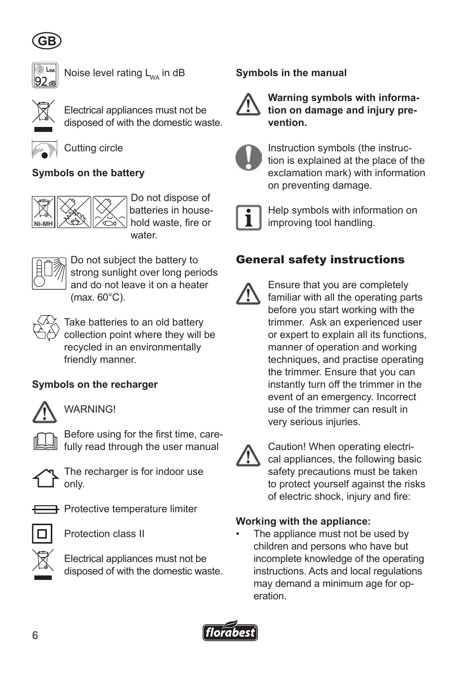 Florabest FRT 18 A1 User Manual | Page 6 / 106