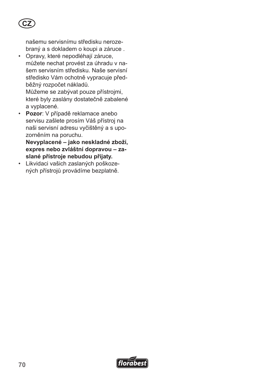 Florabest FRT 18 A1 User Manual | Page 70 / 106