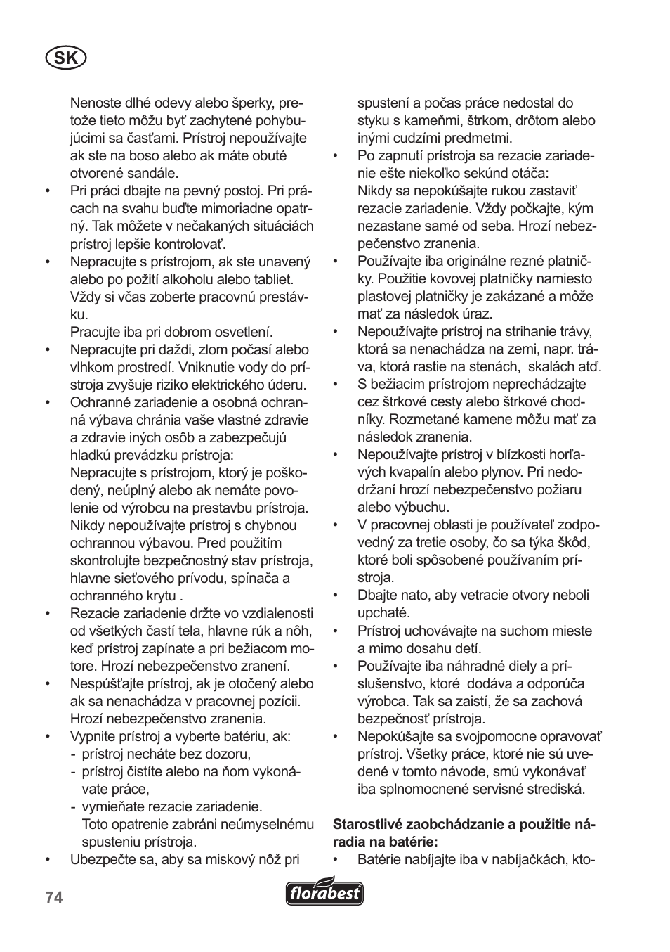 Florabest FRT 18 A1 User Manual | Page 74 / 106