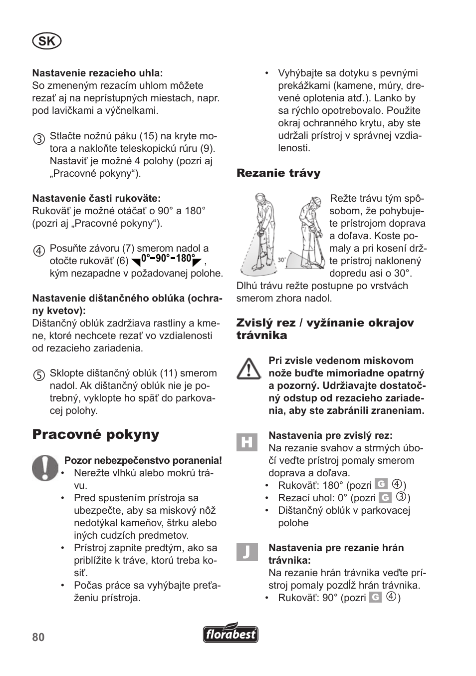 Pracovné pokyny | Florabest FRT 18 A1 User Manual | Page 80 / 106