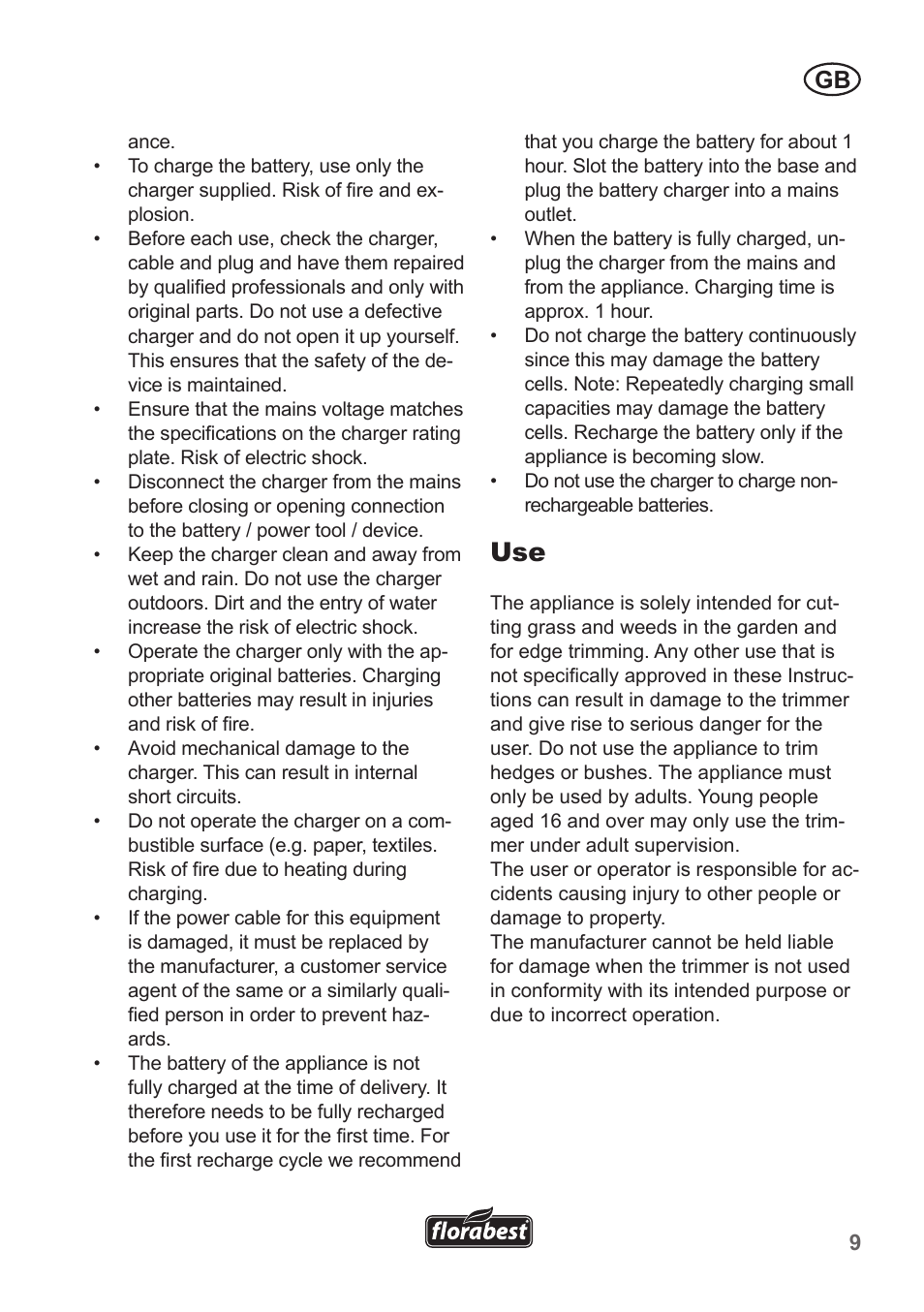 Florabest FRT 18 A1 User Manual | Page 9 / 106