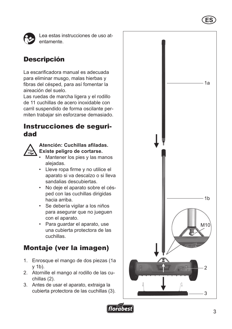 Descripción, Instrucciones de seguri- dad, Montaje (ver la imagen) | Florabest FHV 32 A1 User Manual | Page 3 / 16