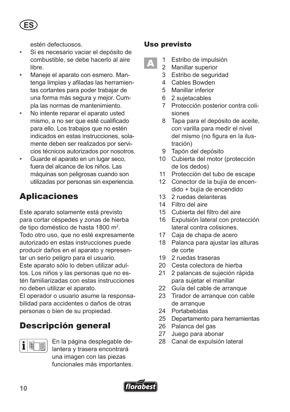 Aplicaciones, Descripción general | Florabest FBM 190 A1 User Manual | Page 10 / 100