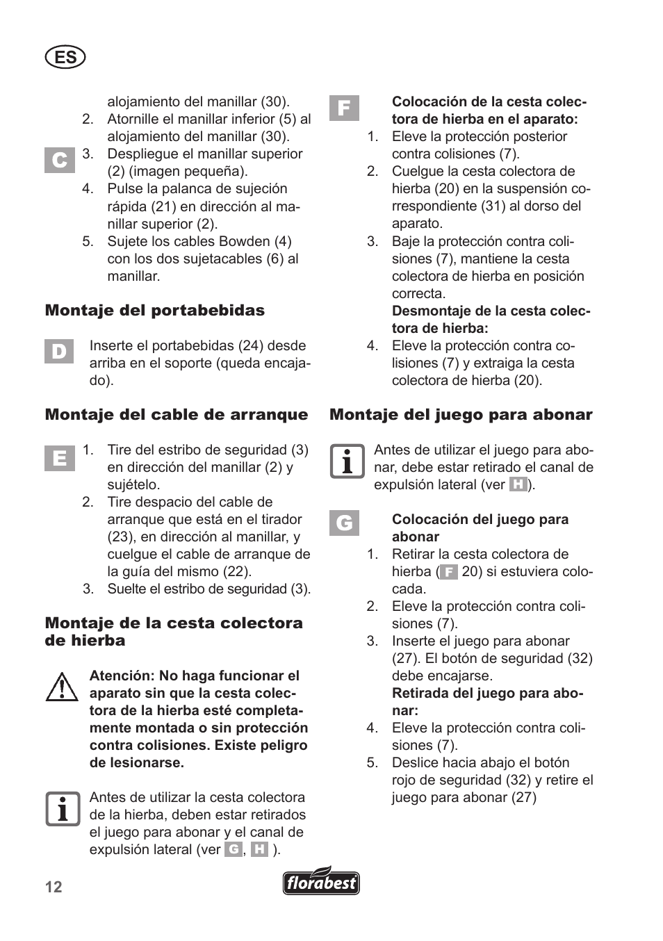 Florabest FBM 190 A1 User Manual | Page 12 / 100