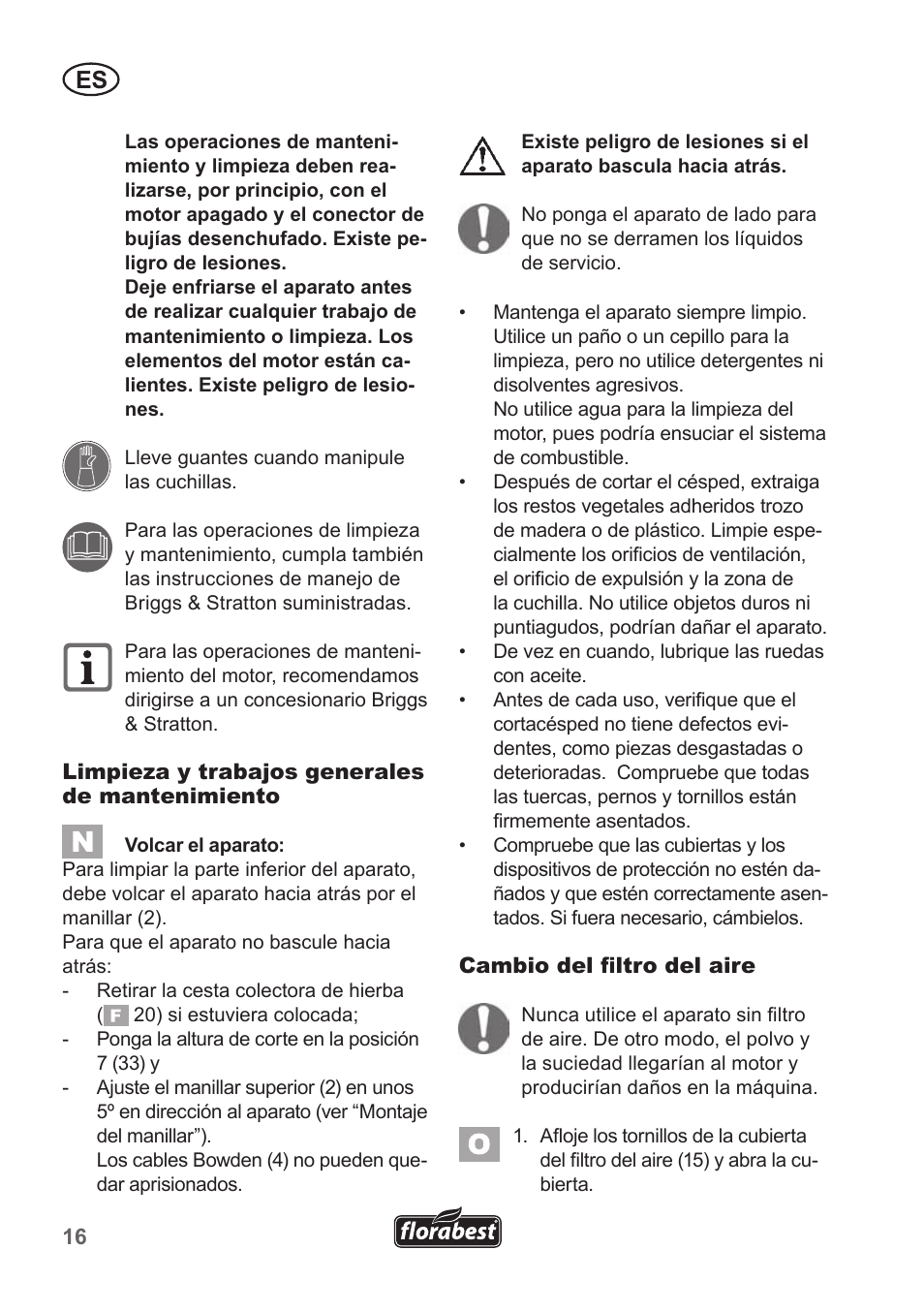 Florabest FBM 190 A1 User Manual | Page 16 / 100