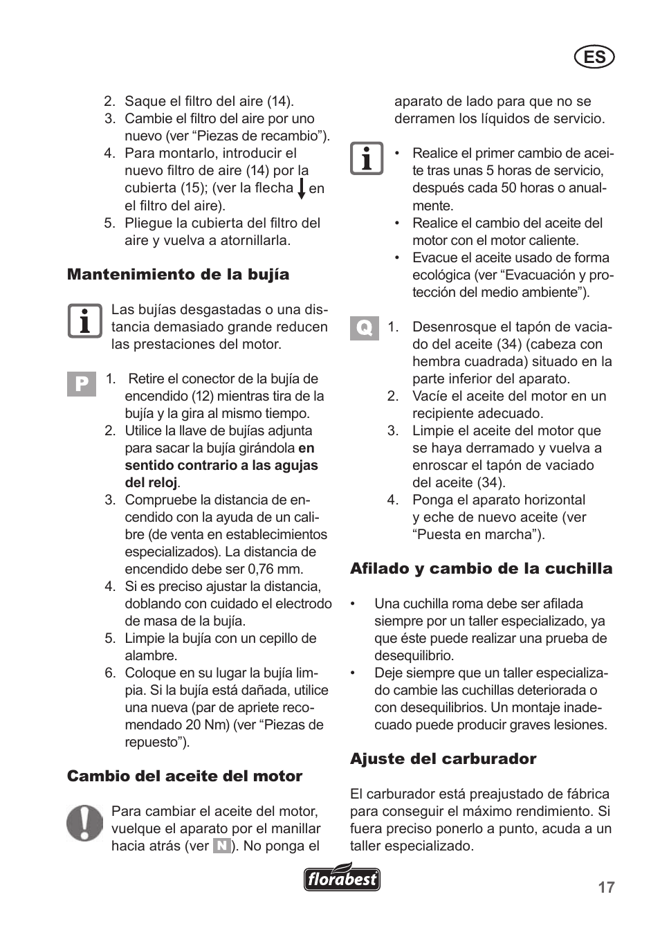 Florabest FBM 190 A1 User Manual | Page 17 / 100