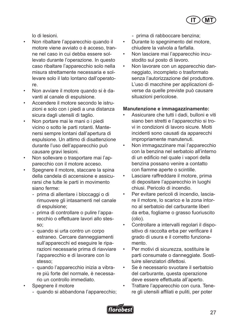 It mt | Florabest FBM 190 A1 User Manual | Page 27 / 100