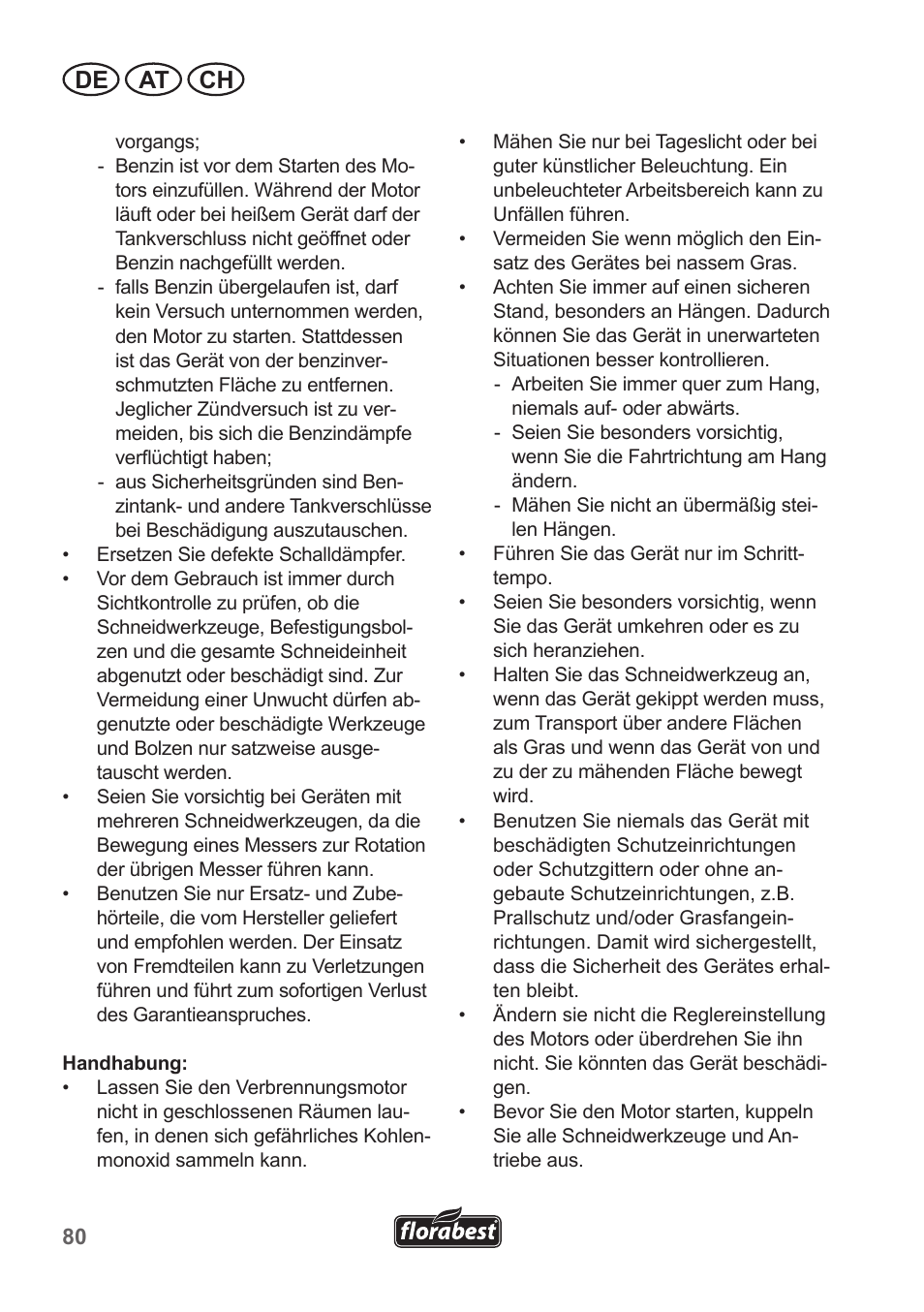 De at ch | Florabest FBM 190 A1 User Manual | Page 80 / 100