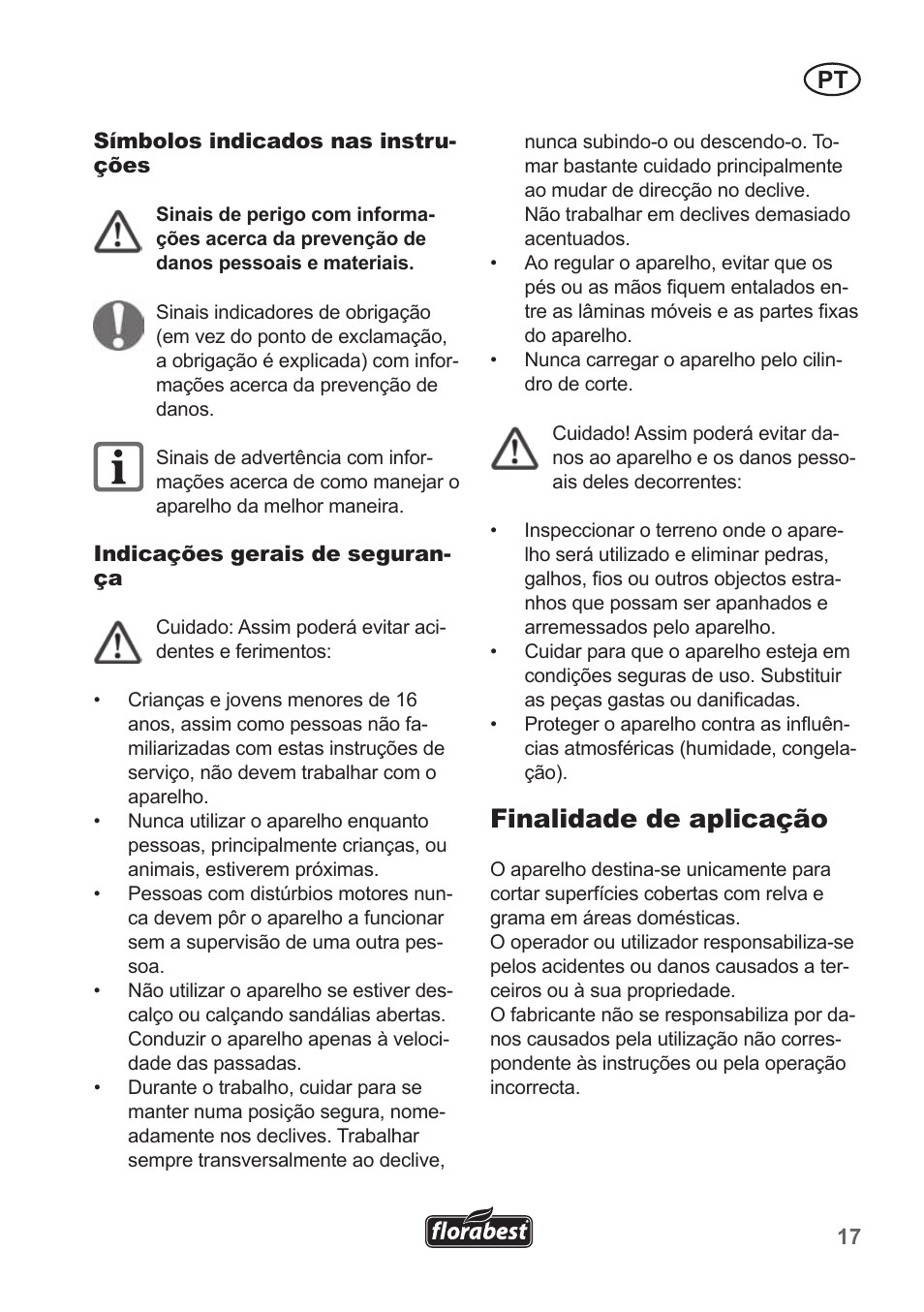 Finalidade de aplicação | Florabest FHM 38 A1 User Manual | Page 17 / 38