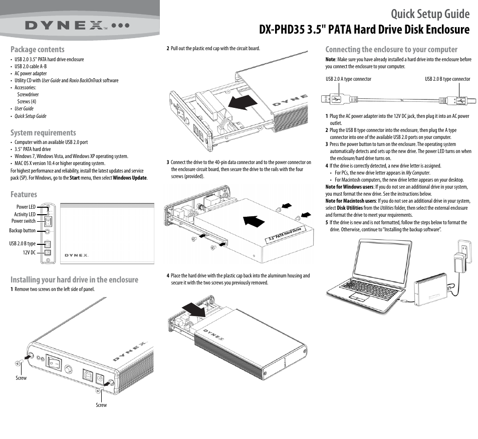 Dynex DX-PHD35 User Manual | 2 pages