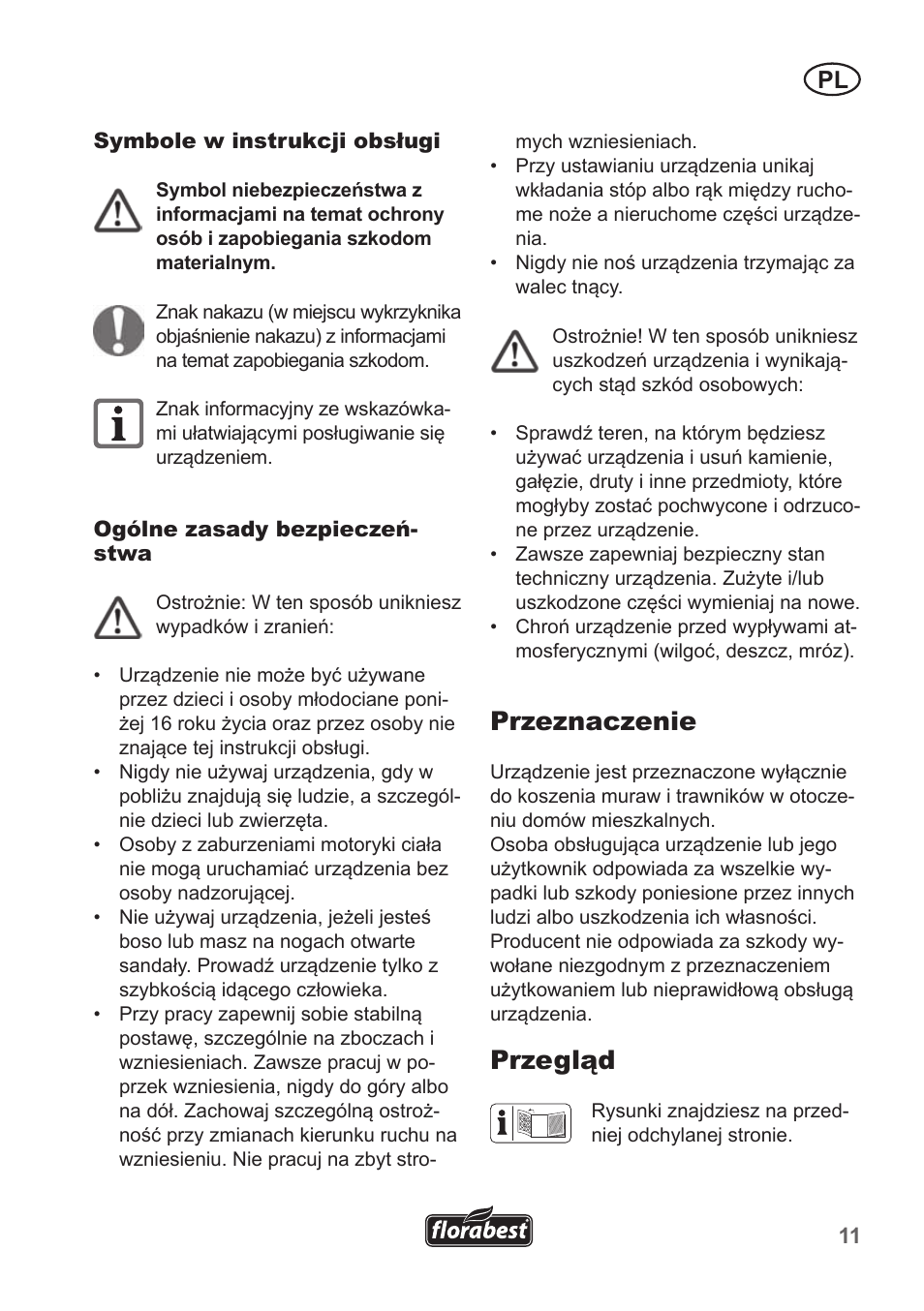 Przeznaczenie, Przegląd | Florabest FHM 38 A1 User Manual | Page 11 / 50
