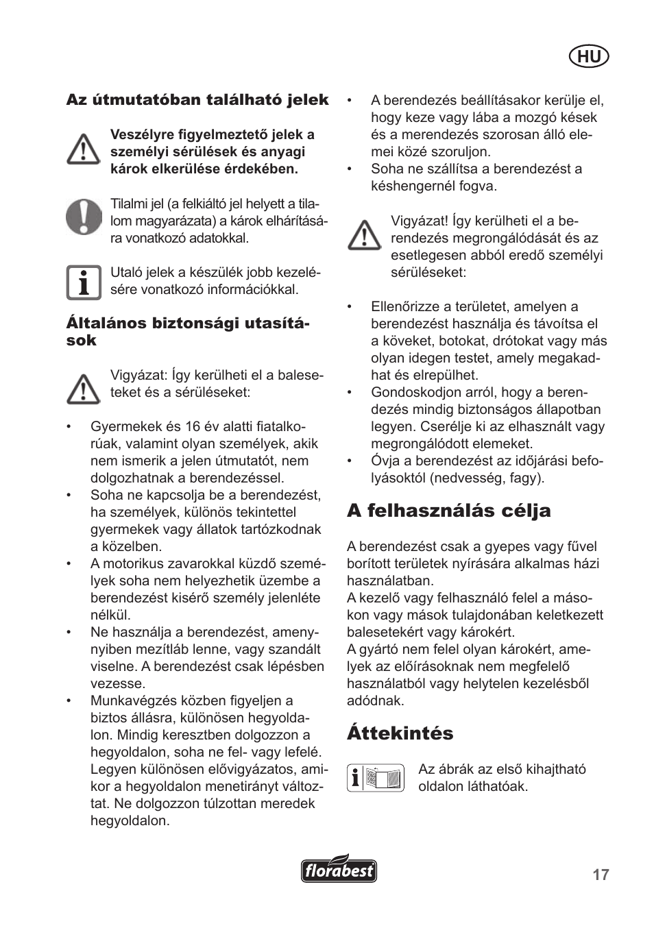 A felhasználás célja, Áttekintés | Florabest FHM 38 A1 User Manual | Page 17 / 50
