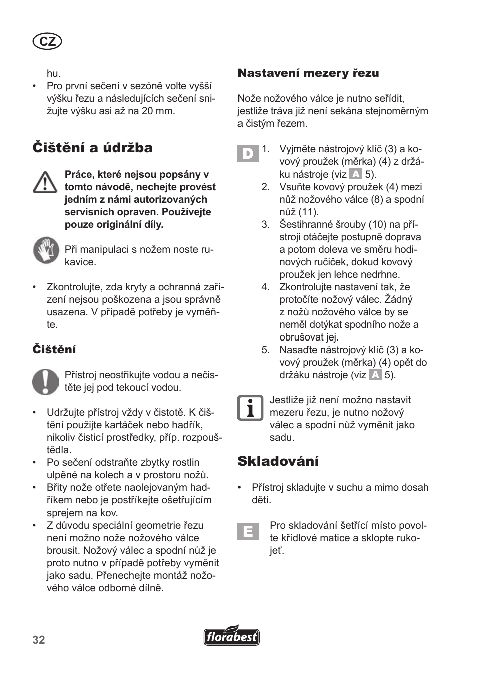 Čištění a údržba, Skladování | Florabest FHM 38 A1 User Manual | Page 32 / 50