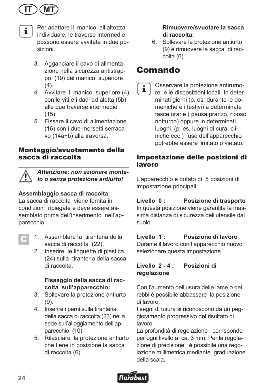 Comando, Mt it | Florabest FLV 1300 A1 User Manual | Page 24 / 74