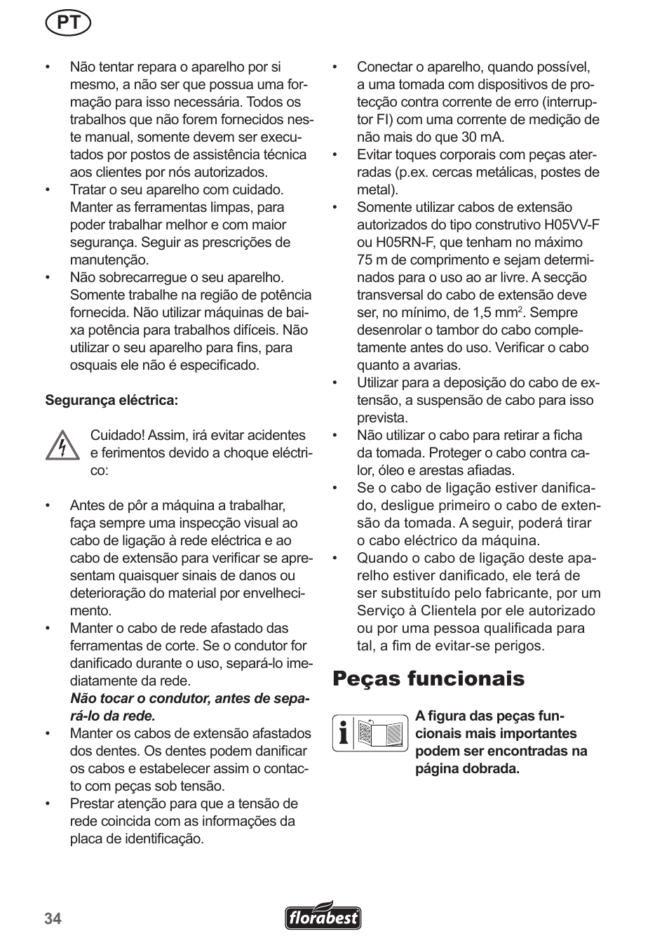 Peças funcionais | Florabest FLV 1300 A1 User Manual | Page 34 / 74