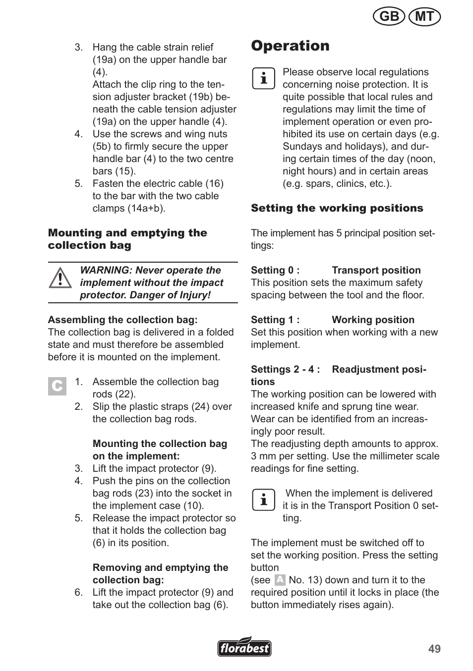 Operation, Mt gb | Florabest FLV 1300 A1 User Manual | Page 49 / 74