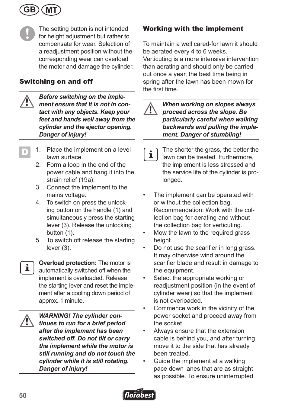 Mt gb | Florabest FLV 1300 A1 User Manual | Page 50 / 74