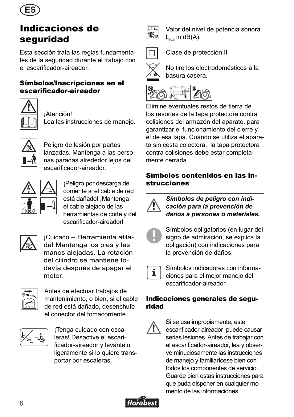 Indicaciones de seguridad | Florabest FLV 1300 A1 User Manual | Page 6 / 74