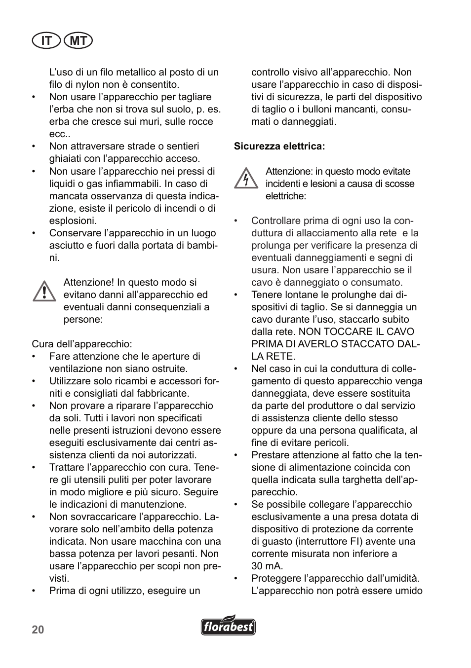 It mt | Florabest FRT 450 A1 User Manual | Page 20 / 70