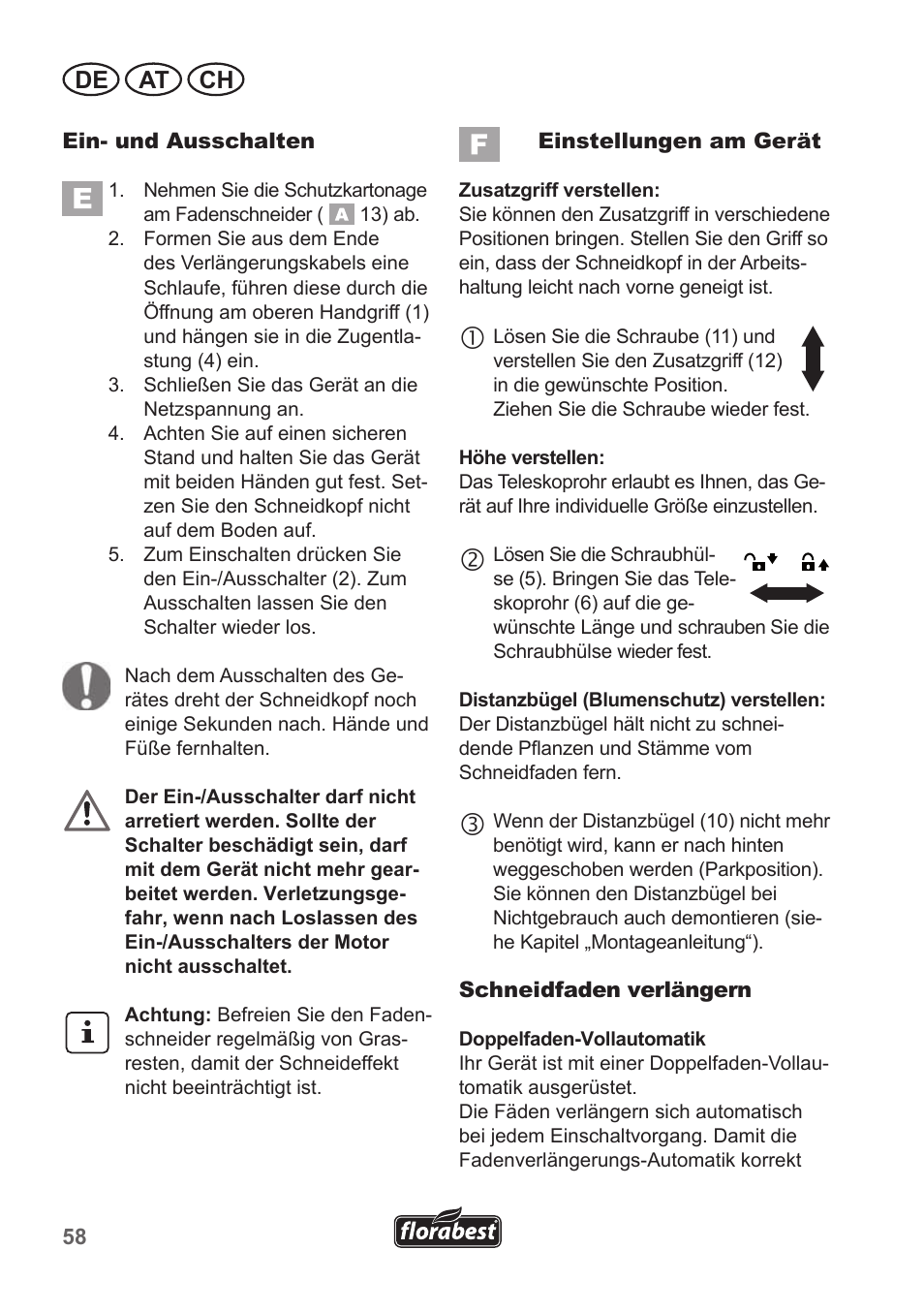 De at ch | Florabest FRT 450 A1 User Manual | Page 58 / 70