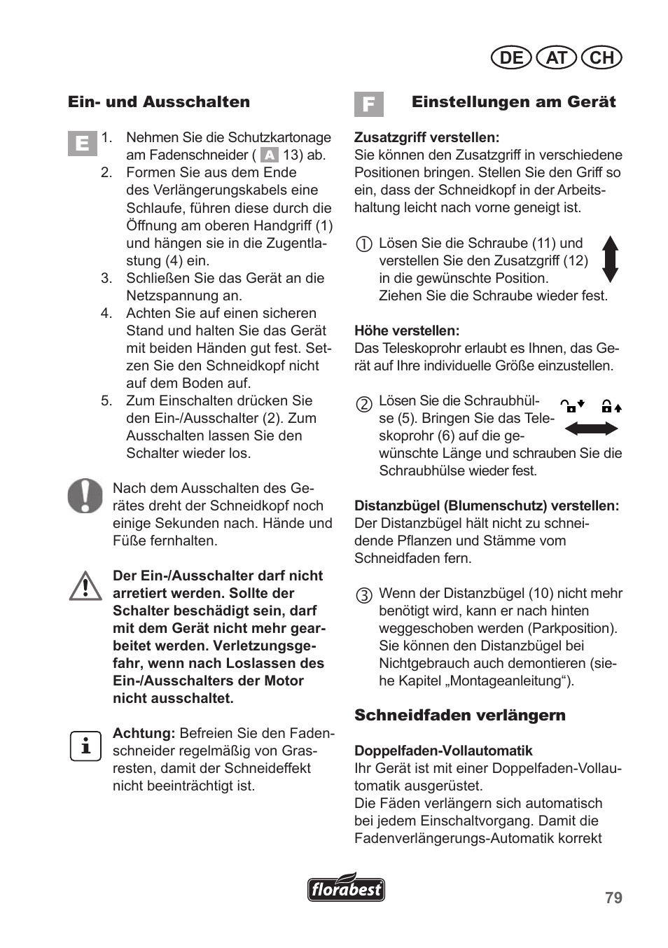 De at ch | Florabest FRT 450 A1 User Manual | Page 79 / 90