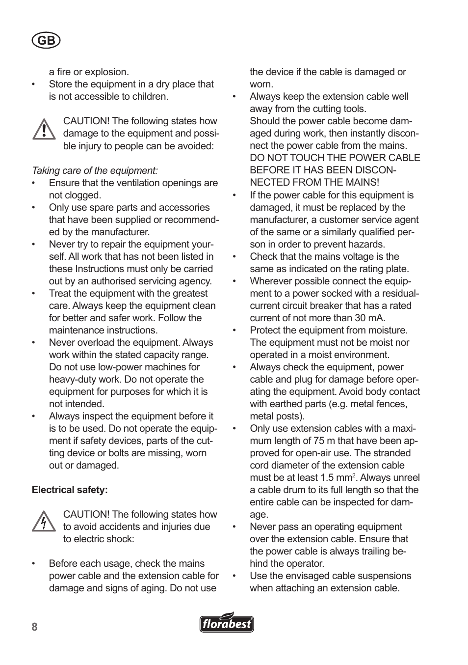 Florabest FRT 450 A1 User Manual | Page 8 / 90