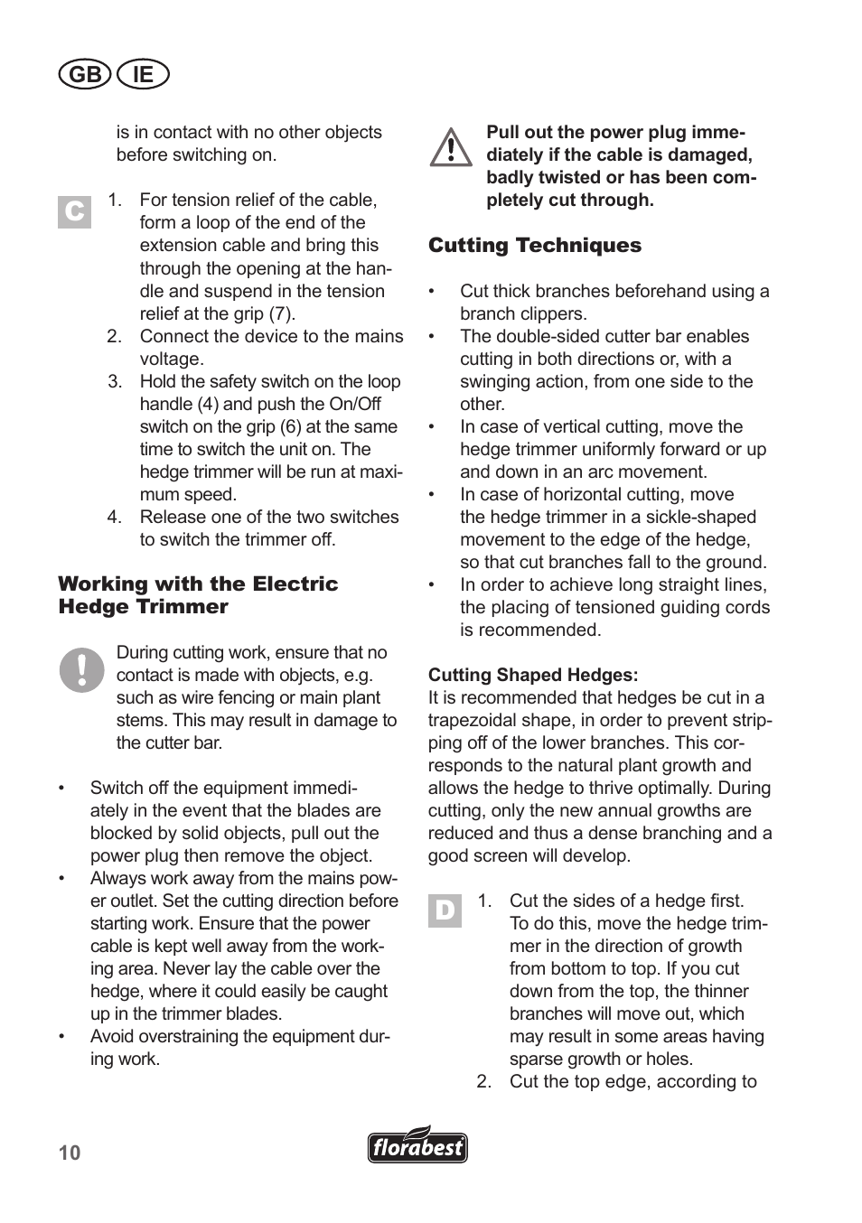 Gb ie | Florabest FHT 600 A1 User Manual | Page 10 / 18