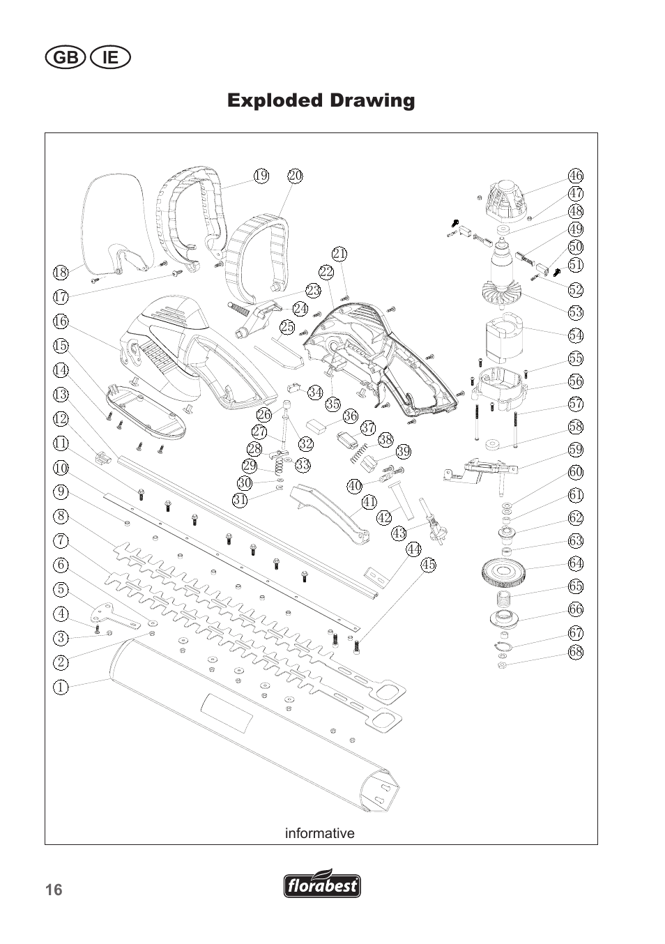 Exploded drawing, Gb ie | Florabest FHT 600 A1 User Manual | Page 16 / 18
