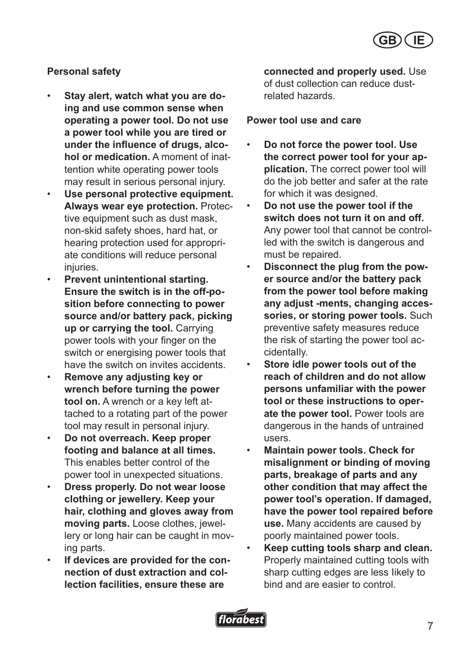 Gb ie | Florabest FHT 600 A1 User Manual | Page 7 / 18