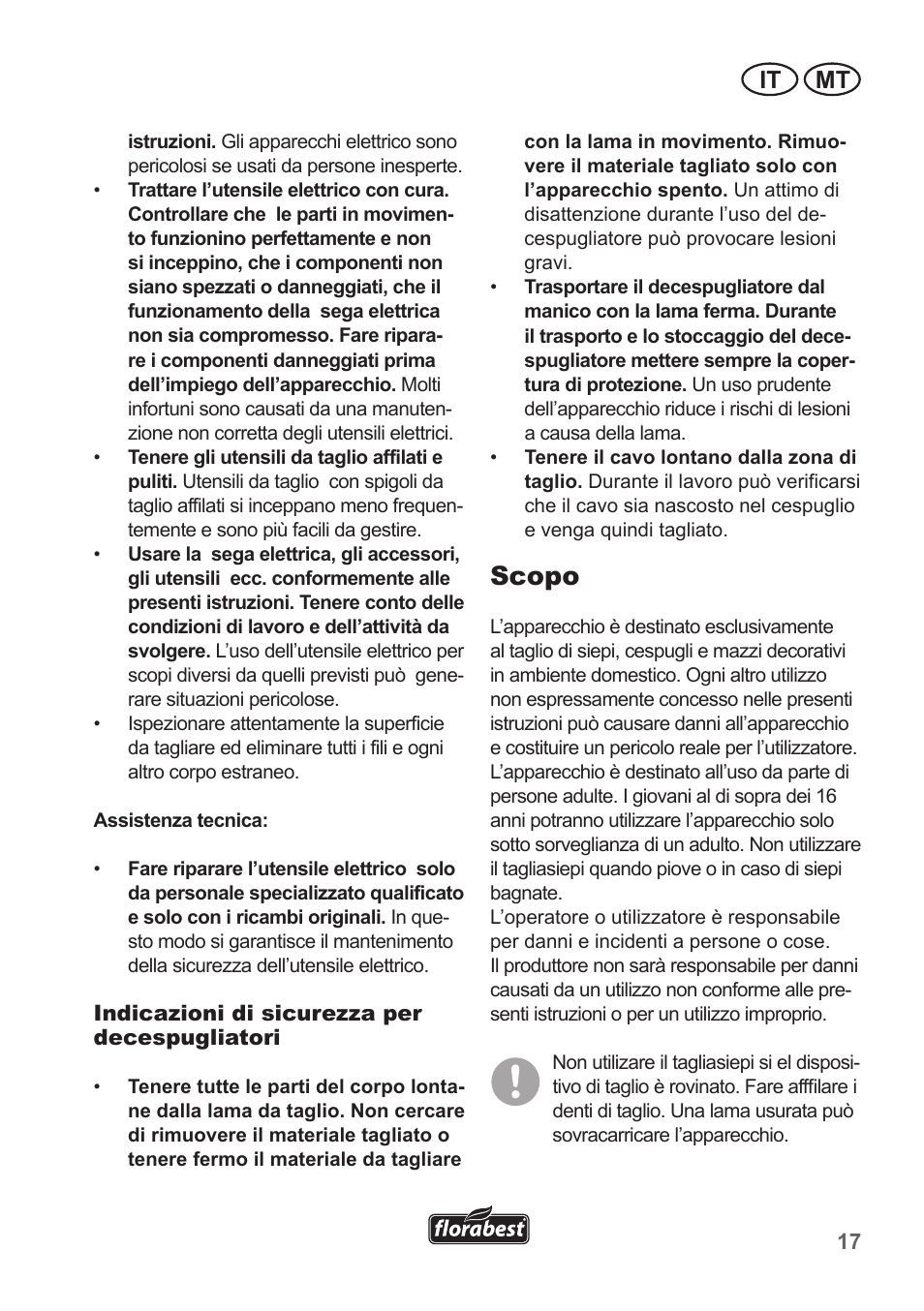 Scopo, It mt | Florabest FHT 600 A1 User Manual | Page 17 / 58