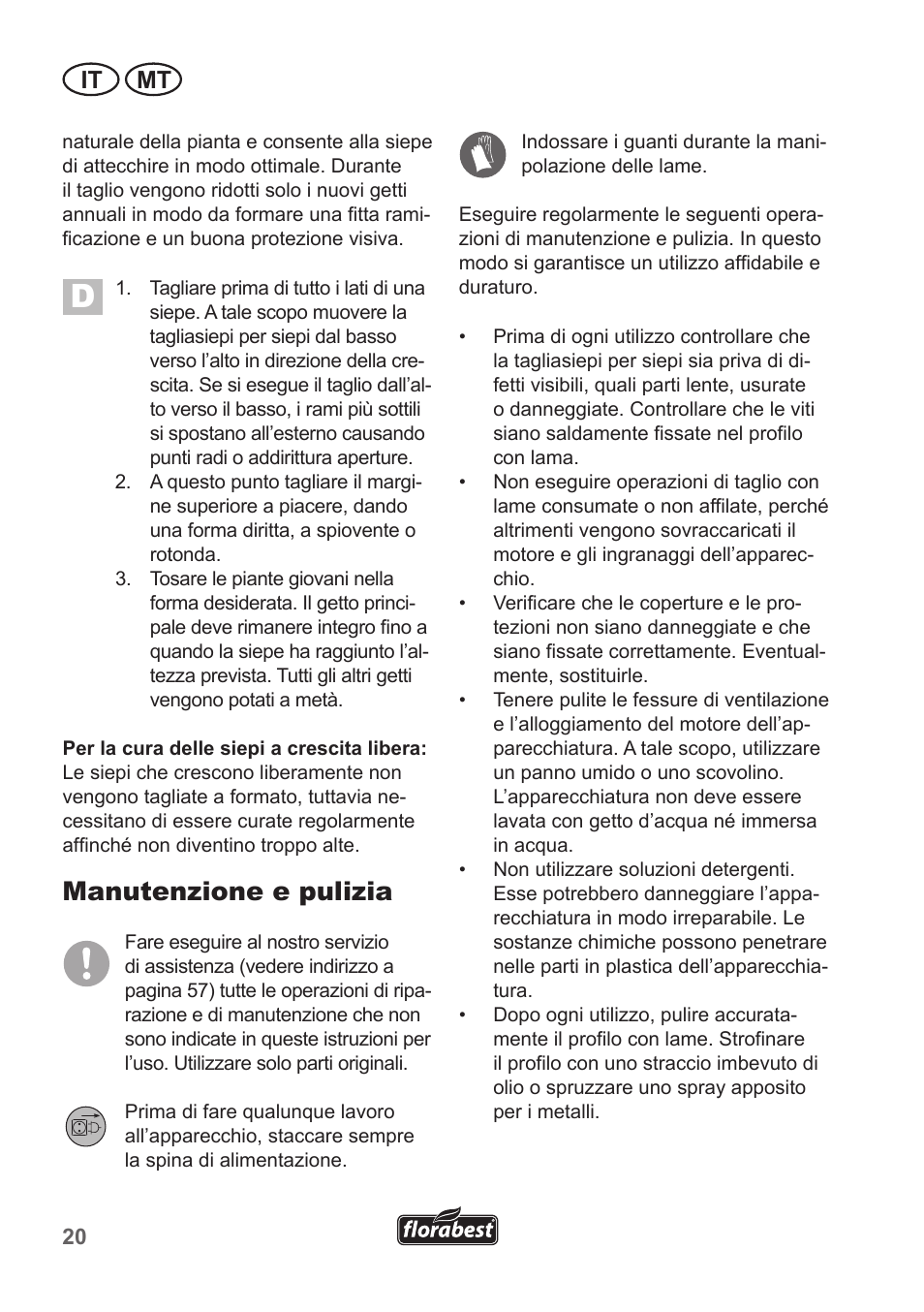 Manutenzione e pulizia, It mt | Florabest FHT 600 A1 User Manual | Page 20 / 58