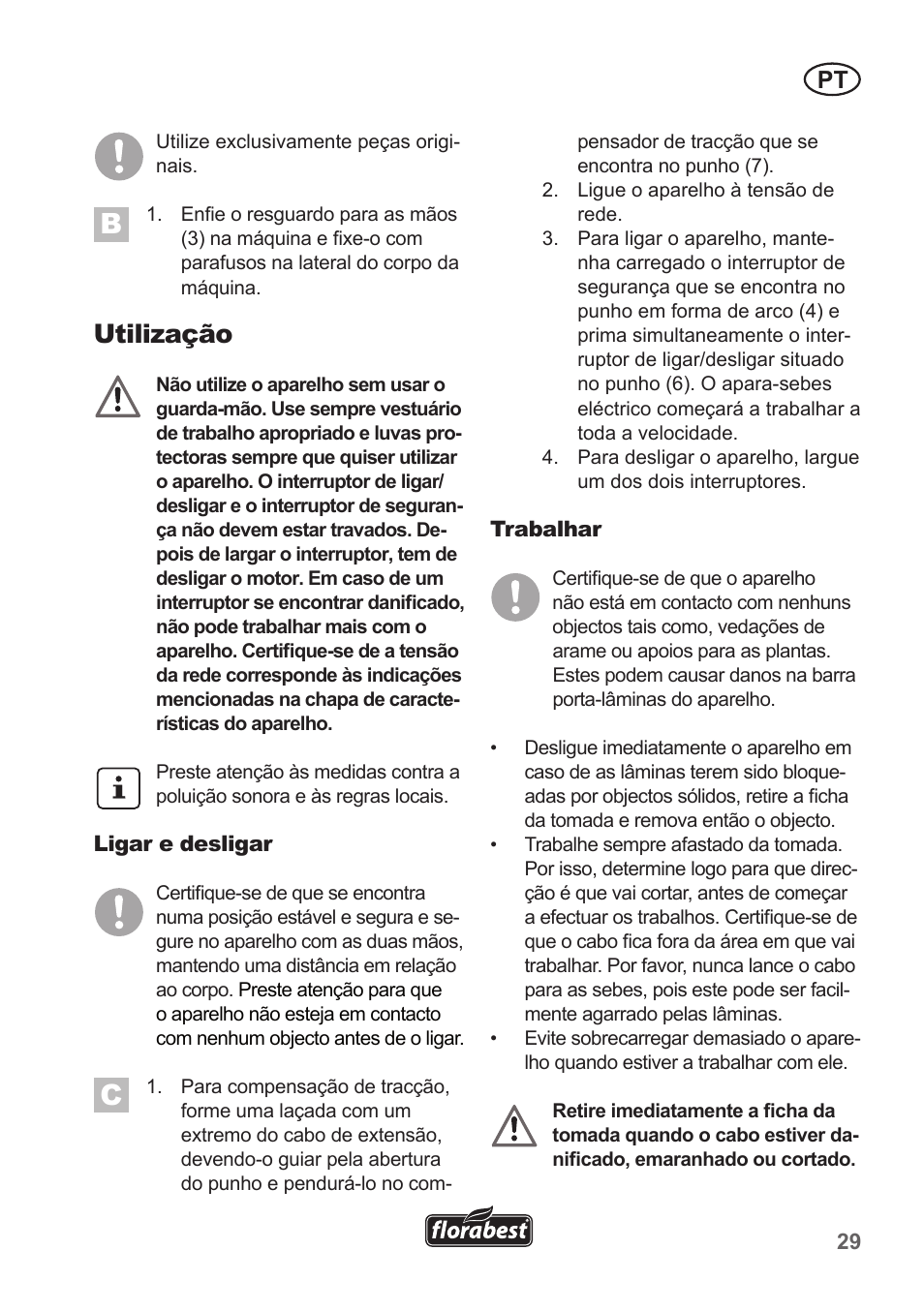 Utilização | Florabest FHT 600 A1 User Manual | Page 29 / 58